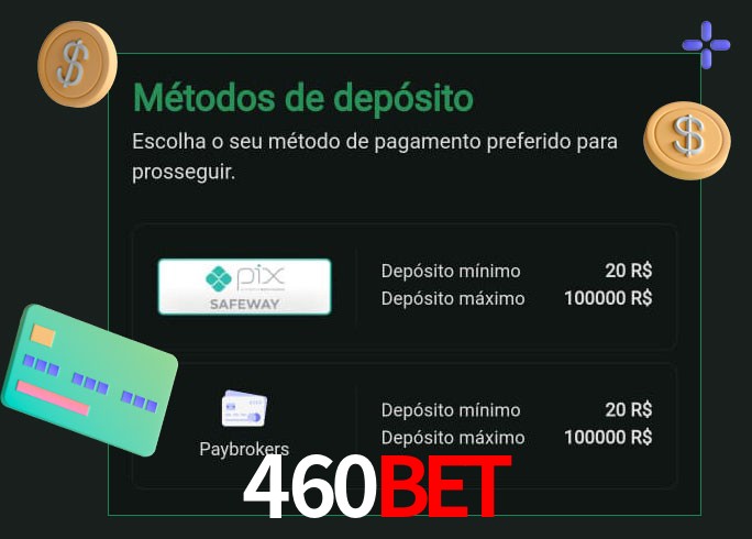 O cassino 460Bet oferece uma grande variedade de métodos de pagamento